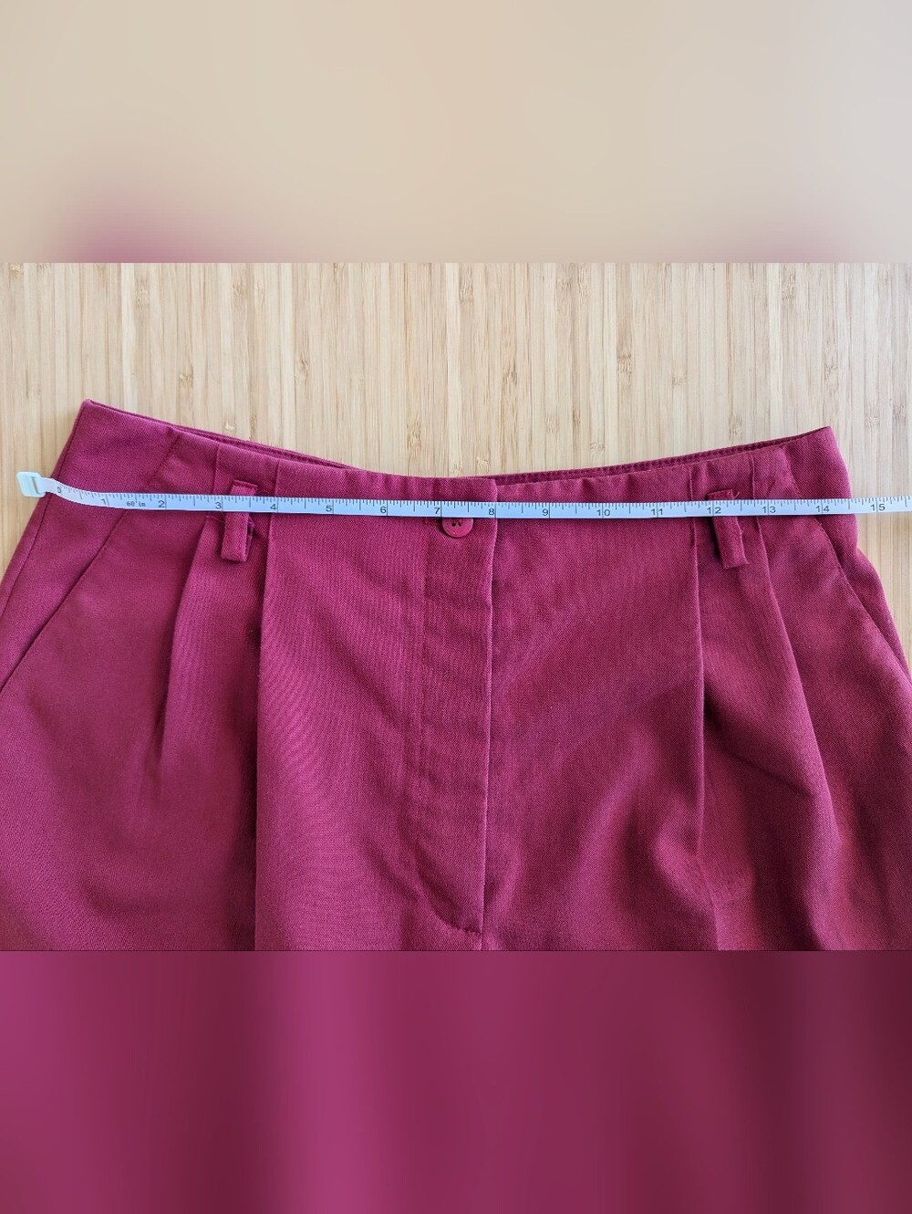 Vintage TEHAMA Rose Red Casual Button-Front Shorts - Picture 5 of 6